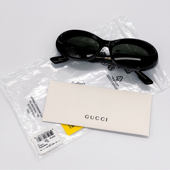 NEW GUCCI GG1527S 001 OVAL BLACK GREY WOMEN SUNGLASSES GUCCI - Picture 12 of 13